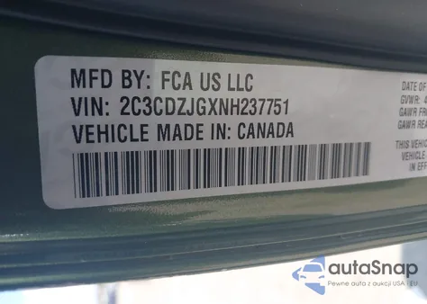 2022 Dodge Challenger Gt z USA, uszkodzony, nr VIN 2C3CDZJGXNH237751